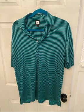 FJ Teal Striped Men's Golf Polo
